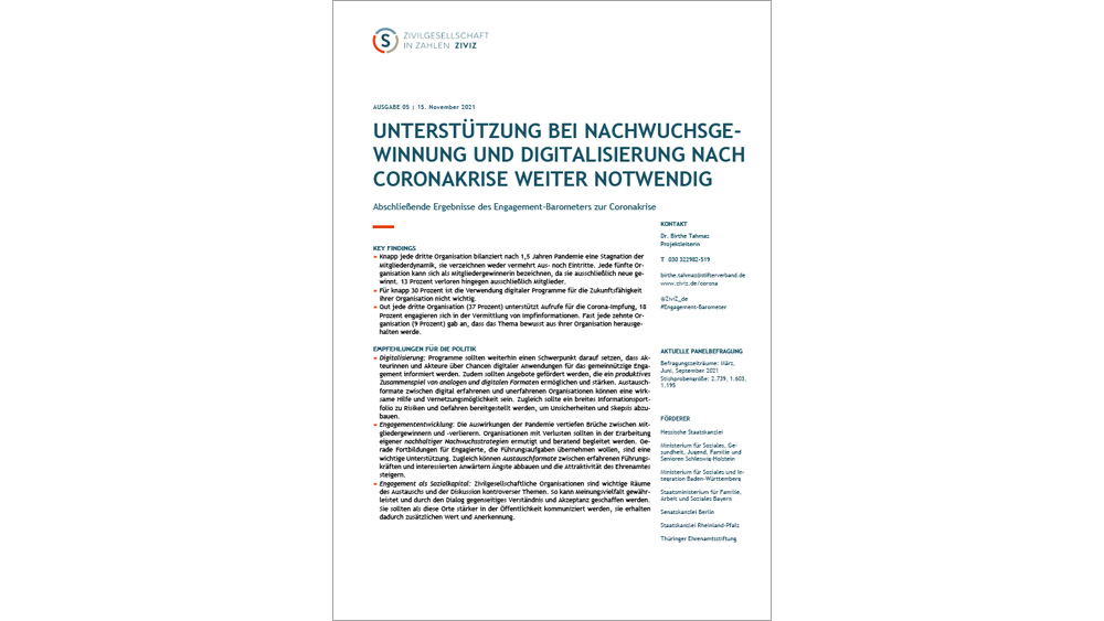 Unterstützung bei Nachwuchsgewinnung und Digitalisierung nach Coronakrise weiter notwendig (Cover)