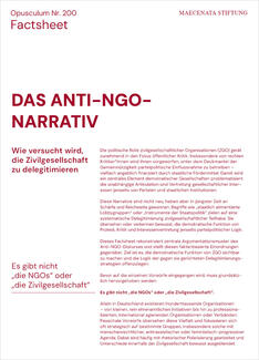Das Anti-NGO-Narrativ Das Anti-NGO-Narrativ (Cover des Factsheets)