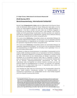 ZiviZ-Survey 2012: Internationale Solidarität (Cover)